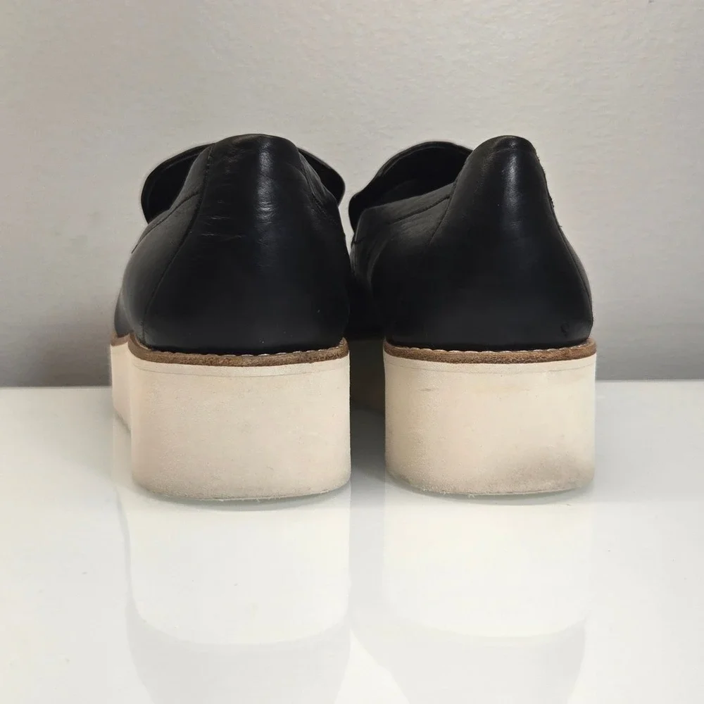 Vince Platform Loafers 10 Zeta Black Leather Slip On Shoes‎ Minimalist Comfort